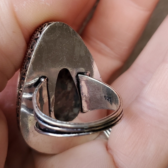 New Huge Pink Brecciated Mookaite 925 Silver Ring. - Picture 9 of 9